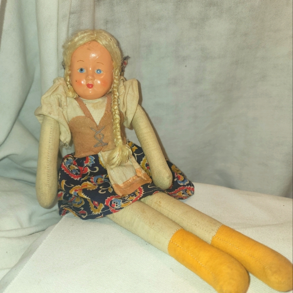 Vintage Sovereign Polish doll with celluloid face 1940s